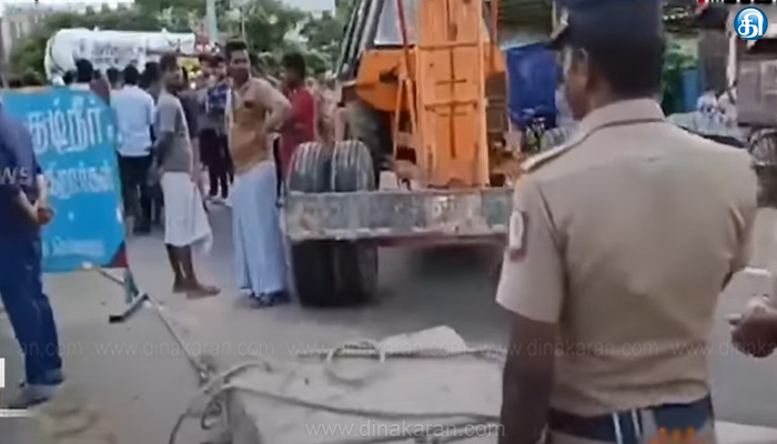 சென்னையை அடுத்த பனையூரில் இருசக்கர வாகனம் மீது கிரேன் மோதிய விபத்து: இளைஞர் பலி