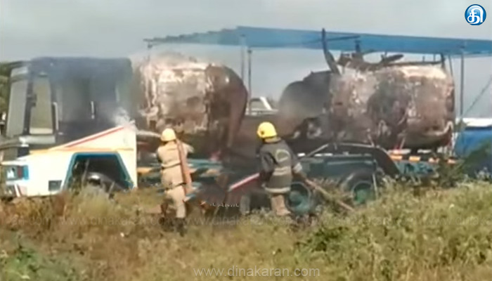 கோவையில் டேங்கர் லாரி வெடித்து விபத்துக்குள்ளானதில் ஒருவர் உயிரிழப்பு