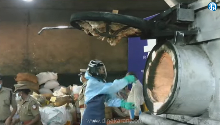 காவல்துறையால் பறிமுதல் செய்யப்பட்ட 13,000 கிலோ கஞ்சா முதலமைச்சர் முன்னிலையில் அழிப்பு..!!