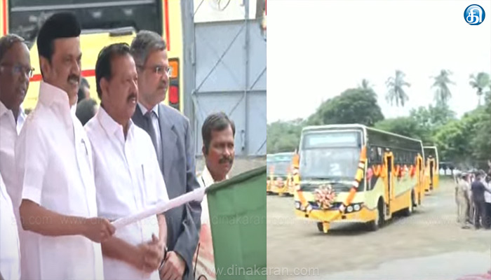 புதுப்பிக்கப்பட்ட 100 பேருந்துகளை கொடியசைத்து தொடங்கி வைத்தார் முதலமைச்சர் மு.க.ஸ்டாலின்..!!