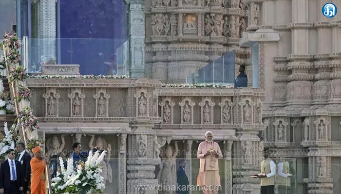 முதல் இந்து கோயிலைஐக்கிய அரபு அமீரகத்தில்பிரதமர் மோடிதிறந்து வைத்தார்.